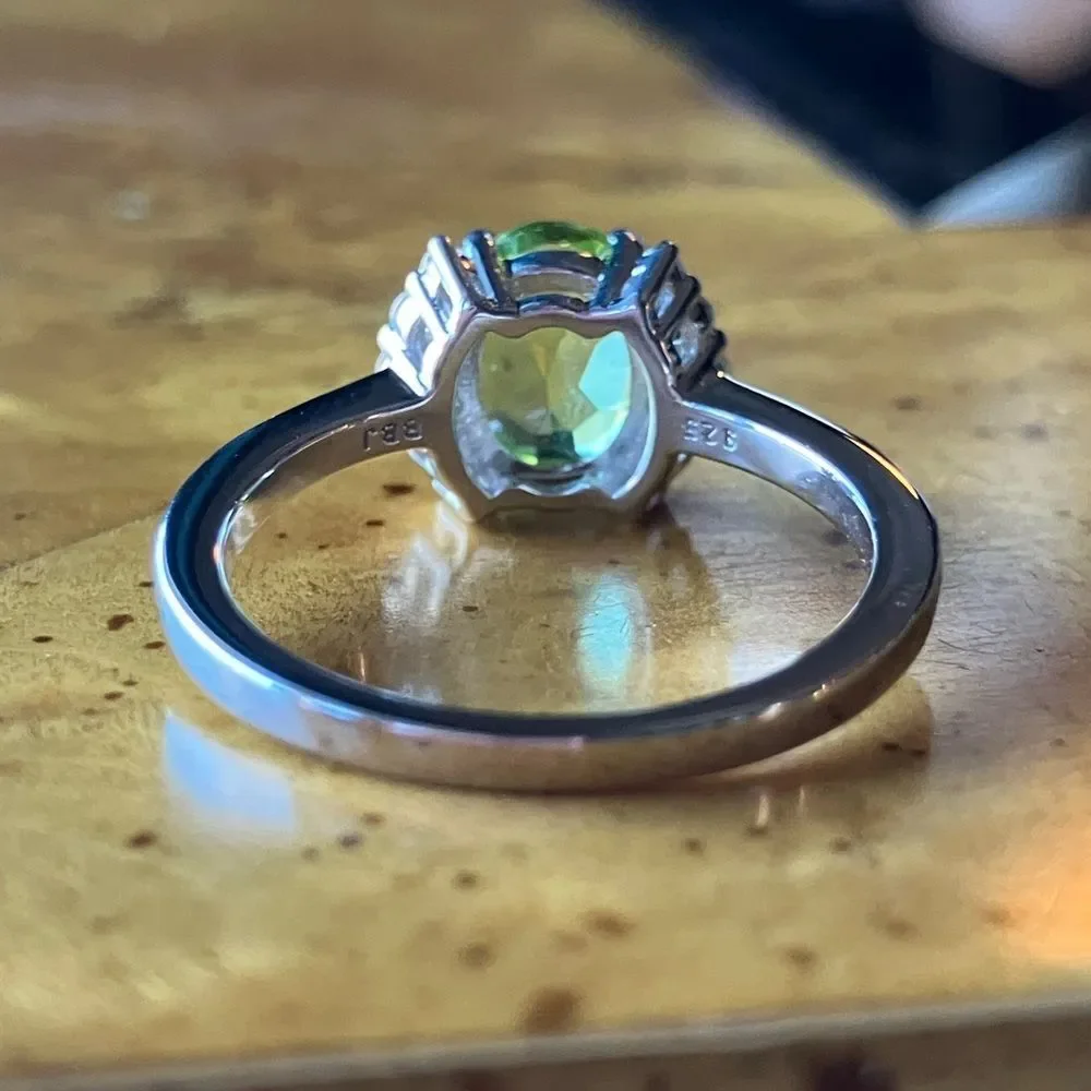 Natural Peridot Sterling Silver Ring Size 8